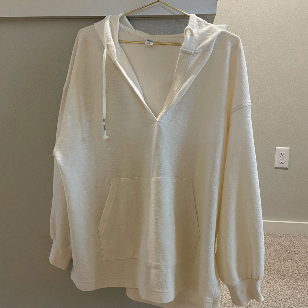 Oversized Lightweight V-Neck Tunic Hoodie | Old Navy | M